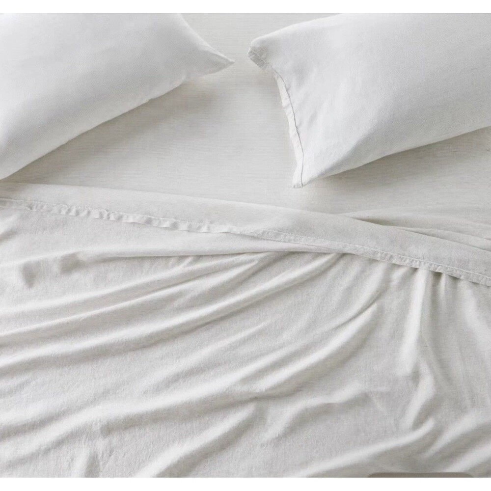 King 100% Linen Sheet Set Dark Gray Micro Stripe - Casaluna